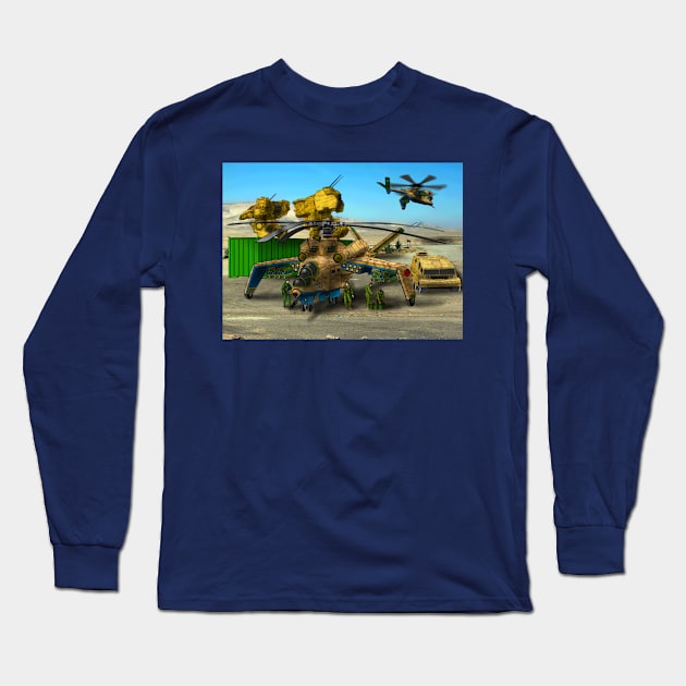 Thorntail Attack Helicopter Long Sleeve T-Shirt by Oswald's Oddities